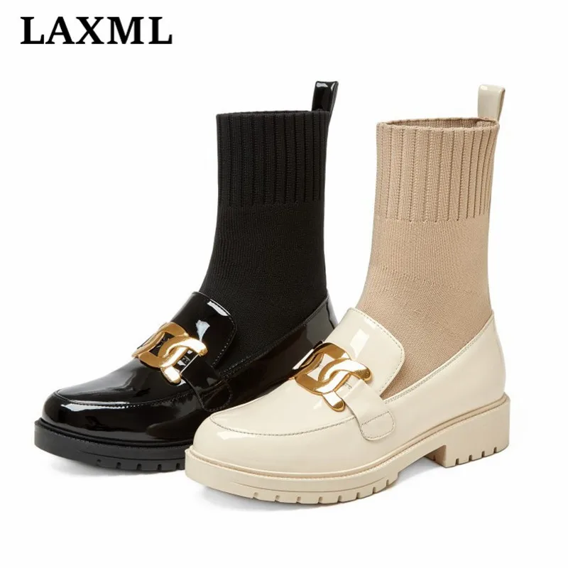 New Women's Shoes Round Toe Square Heel Metal Decoration Short Boots Solid Color Stitching Knitting Socks Ladies Fashion Boots
New Women's Shoes Round Toe Square Heel Metal Decoration Short Boots Solid Color Stitching Knitting Socks Ladies Fashion Boots