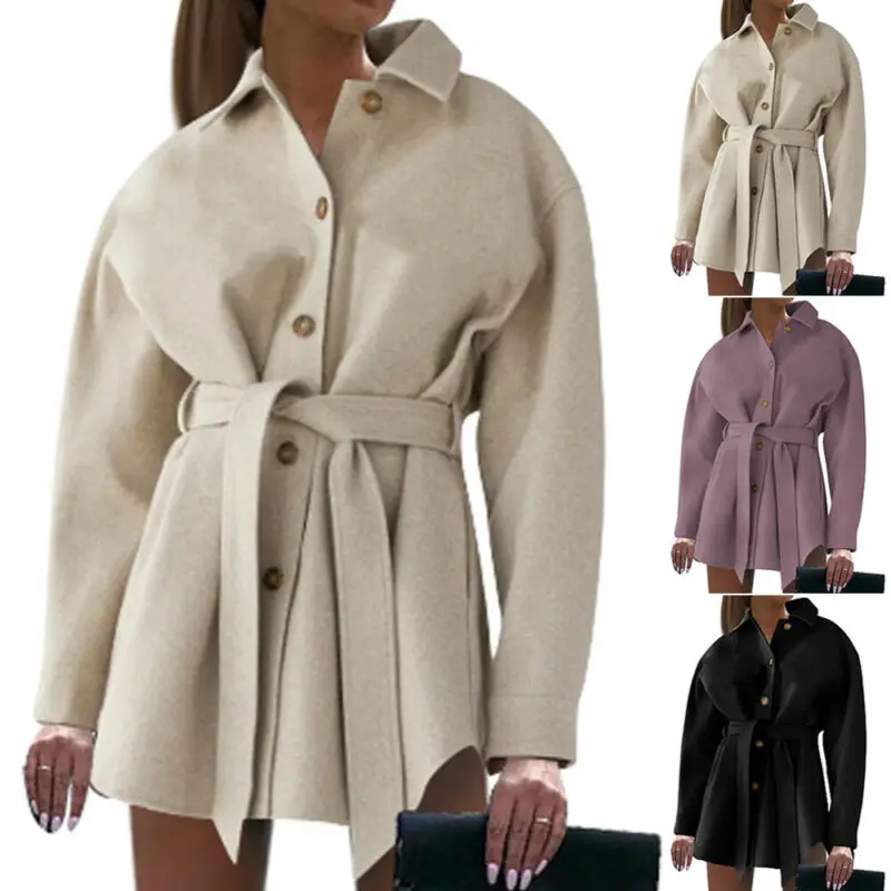 Womens Button Bandage Long Sleeve Coat Fashion Winter Warmer Casual OL Outwear
Womens Button Bandage Long Sleeve Coat Fashion Winter Warmer Casual OL Outwear