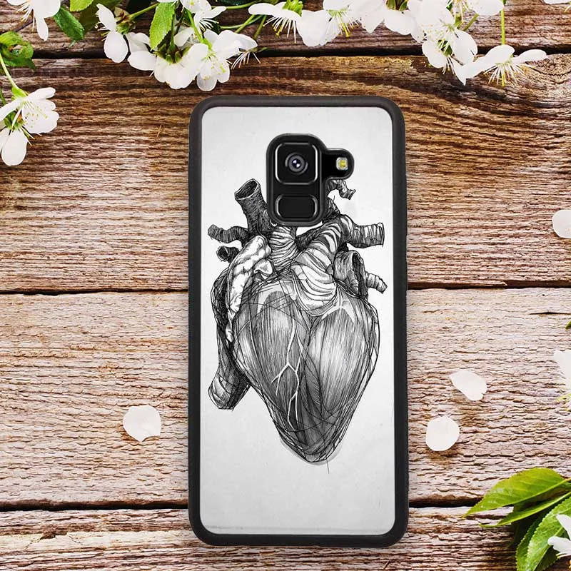 Hard PC TPU Case for Samsung Galaxy Note 8 9 10 20 S6 S7 S8 S10 S10E S20 Plus Pro Edge Vintage Medical Anatomical Heart Diagram | Мобильные