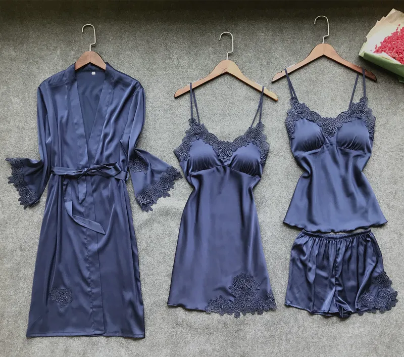 pyjamas women Women's Summer Four-Piece Ice Ribbon Chest Pad Homewear Set Sexy Summer Small Chest Emotional Clothing
pyjamas women Women's Summer Four-Piece Ice Ribbon Chest Pad Homewear Set Sexy Summer Small Chest Emotional Clothing