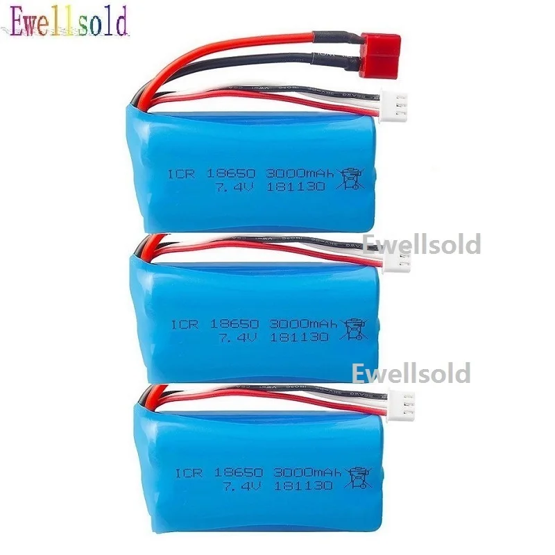 Ewellselling 1 5 шт. 18650 7 4 в 3000 мАч литий полимерная батарея 2S T PLUG для Wltoys 10428 12428 12423 Q46 144001