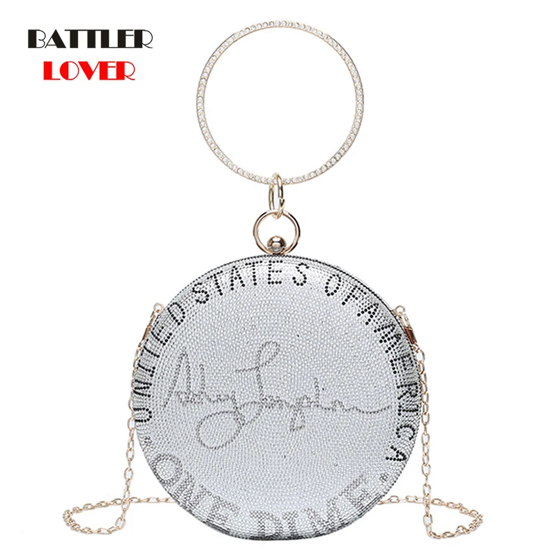 Circular Silver Money Evening Bag Elegant Lady Diamond Clutch Purse for Women Wedding Party Handbag Chain Shoulder Round Flaps
Circular Silver Money Evening Bag Elegant Lady Diamond Clutch Purse for Women Wedding Party Handbag Chain Shoulder Round Flaps