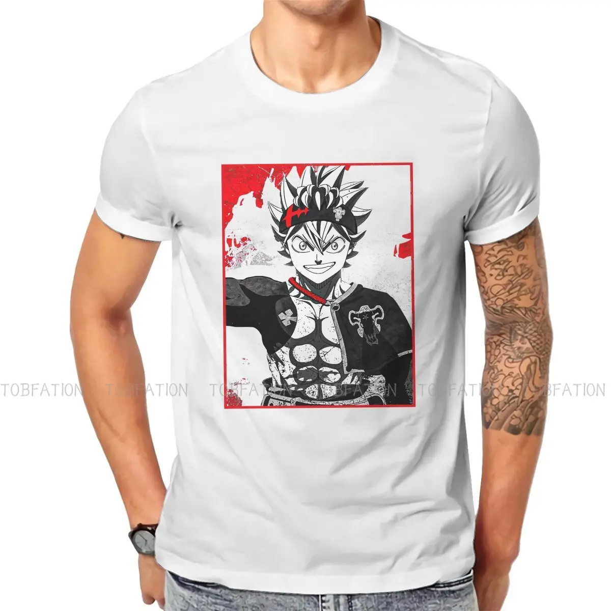 

Asta Handsome Round Collar TShirt Black Clover Passionate Fantasy Magic Fabric Classic T Shirt Man's Tops New Design Oversized