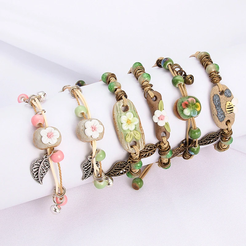 Simple Creative Hand-made Couple Jewelry Vintage Bohemian Ethnic Style Hand-painted Flower Leaves Bracelet Accessories Bee Leaf 
Simple Creative Hand-made Couple Jewelry Vintage Bohemian Ethnic Style Hand-painted Flower Leaves Bracelet Accessories Bee Leaf