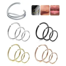 Stainless steel nose ring fake septum golden piercing hypoallergenic thin earrings Round nose ring lip ring ear bone nails