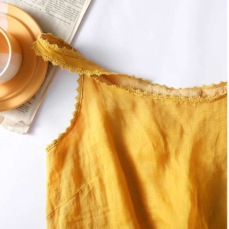 NINI WONDERLAND 2021 Summer New Simple Patchwork Lace Sleeveless Ramie Dress Women Spaghetti Strap Vintage Loose Dress Casual
NINI WONDERLAND 2021 Summer New Simple Patchwork Lace Sleeveless Ramie Dress Women Spaghetti Strap Vintage Loose Dress Casual