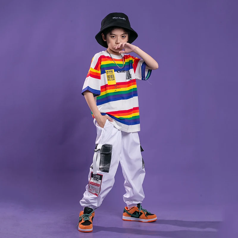 Kids Carnival Hip Hop Clothing Stage Outfits Stripe T Shirt Streetwear Cargo Pants for Girl Boy Jazz Dance Wear Costume Clothes
Kids Carnival Hip Hop Clothing Stage Outfits Stripe T Shirt Streetwear Cargo Pants for Girl Boy Jazz Dance Wear Costume Clothes