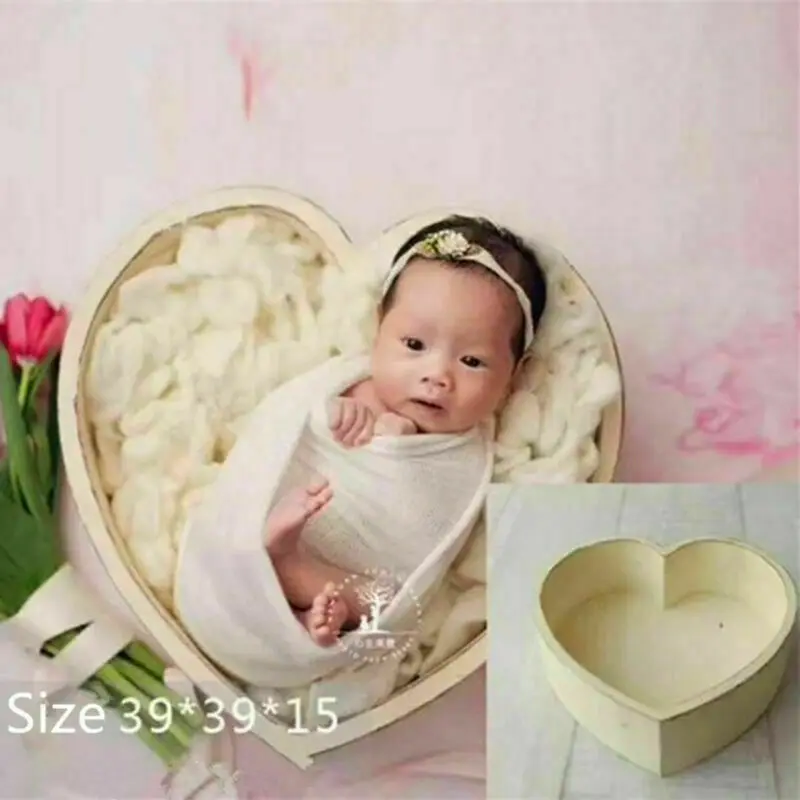 Love Heart деревянные корзины для новорожденных Фотография реквизит детской