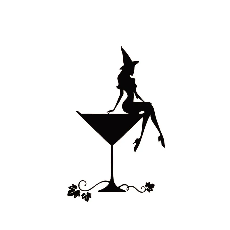 

LLY-0943 Wine Cup and Sexy Witch Modeling Cars Sticker PVC Popular Style Cute Design Auto Motorcycle Waterproof Fashion Decals