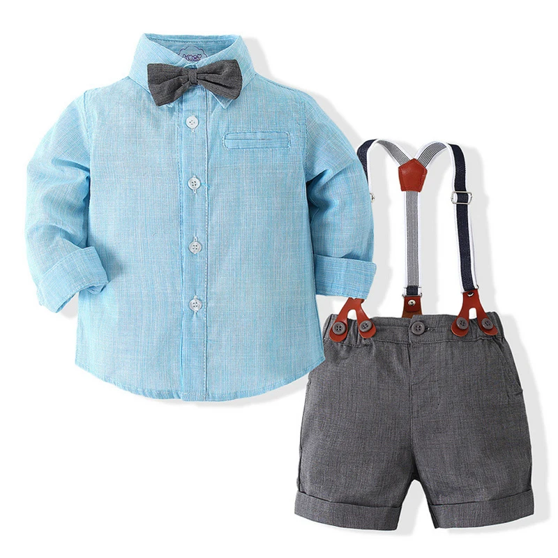 

Baby Boy Clothing Sets Summer Infants Newborn Boy Clothes Bowtie Shorts Sleeve Tops + Overalls 2PCS Suit Kids Gentleman Clothing