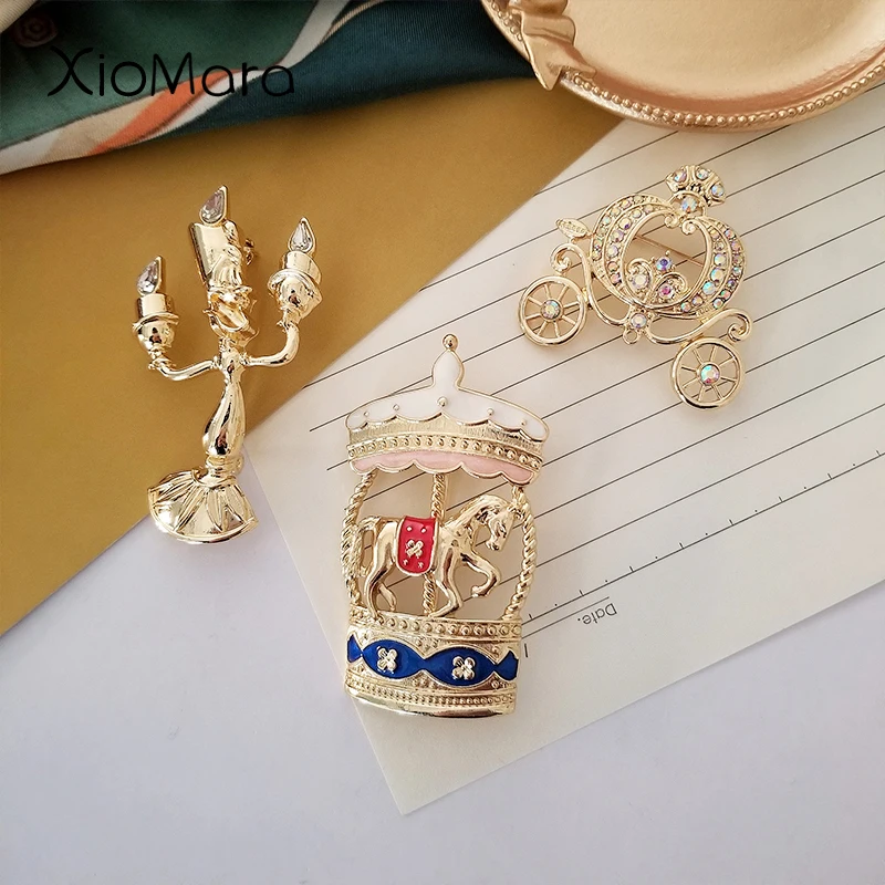 Эмалированные булавки для подсвечника в виде каретки розничных предметов броши