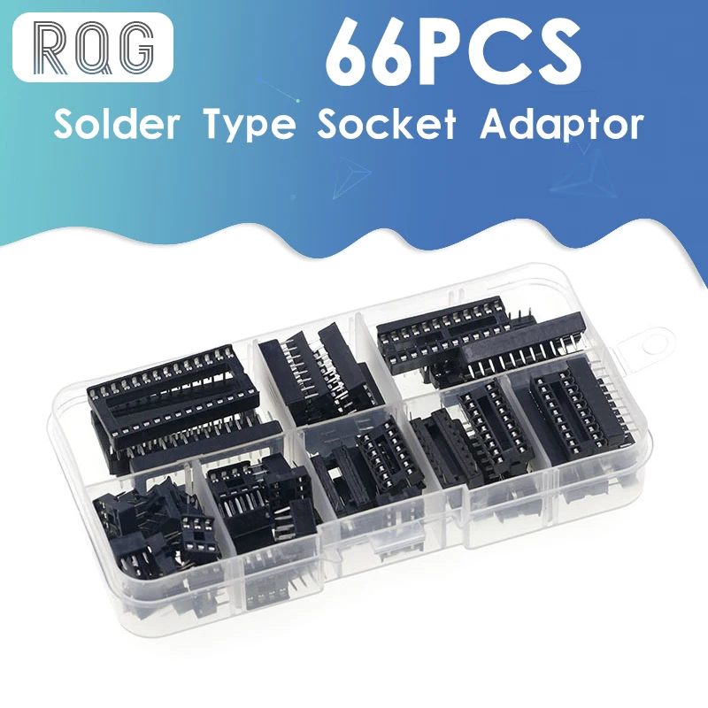 66 шт./лот DIP IC розетки адаптер паяльный Тип Комплект розеток 6,8,14,16,18,20,24,28 контактов Новый
66 шт./лот DIP IC розетки адаптер паяльный Тип Комплект розеток 6,8,14,16,18,20,24,28 контактов Новый