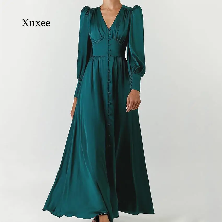 Женское однобортное атласное платье средней длины, бежевое платье с рукавами-фонариками, высокой талией и V-образным вырезом, элегантная одежда для вечерние
Женское однобортное атласное платье средней длины, бежевое платье с рукавами-фонариками, высокой талией и V-образным вырезом, элегантная одежда для вечерние