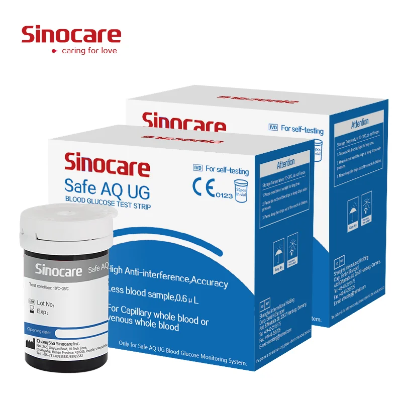 Полоски тестовые Sinocare для определения уровня глюкозы в крови 50 шт./100 шт.|Уровень