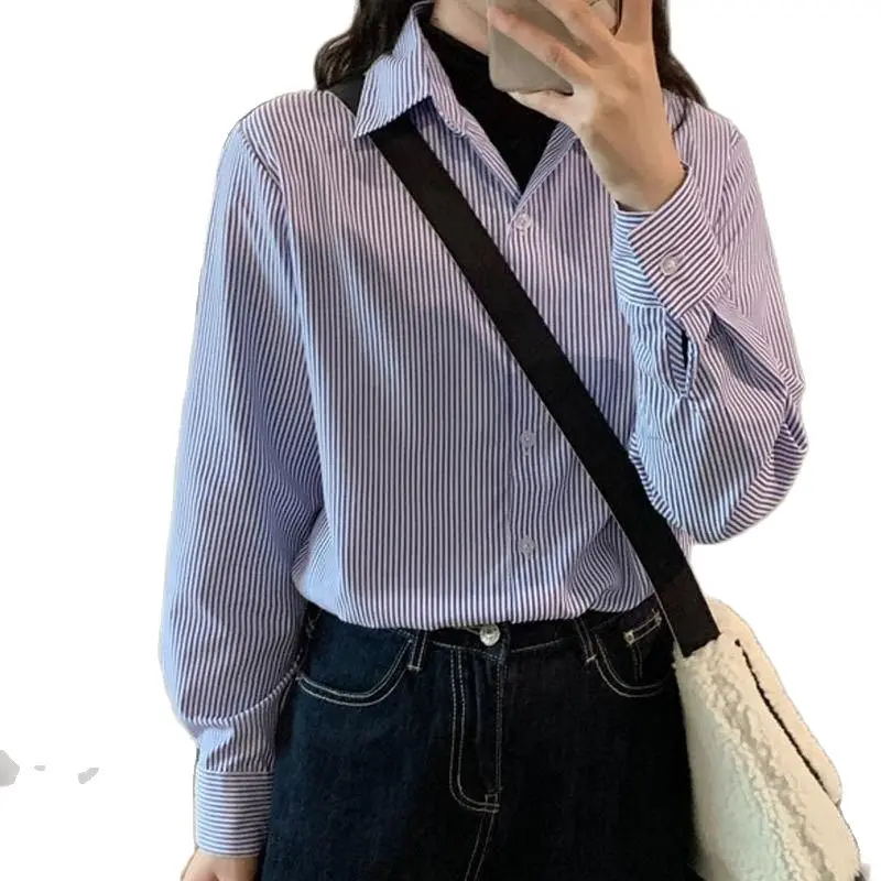 Блузка женская шифоновая в полоску, с длинным рукавом 
Блузка женская шифоновая в полоску, с длинным рукавом