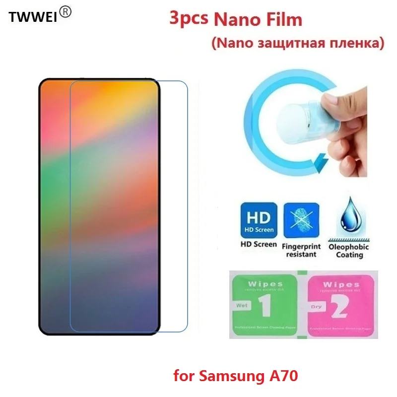 3x нано мягкая пленка для защиты экрана samsung Galaxy A70 A60 A50 A40 Защитная телефона на не