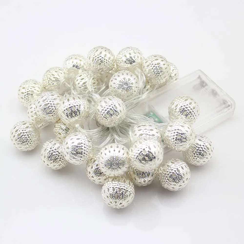 LED Globe String Lights Decorative Moroccan Orb Silver Metal Balls Battery USB Powered Indoor Outdoor Decoration for Christmas
LED Globe String Lights Decorative Moroccan Orb Silver Metal Balls Battery USB Powered Indoor Outdoor Decoration for Christmas