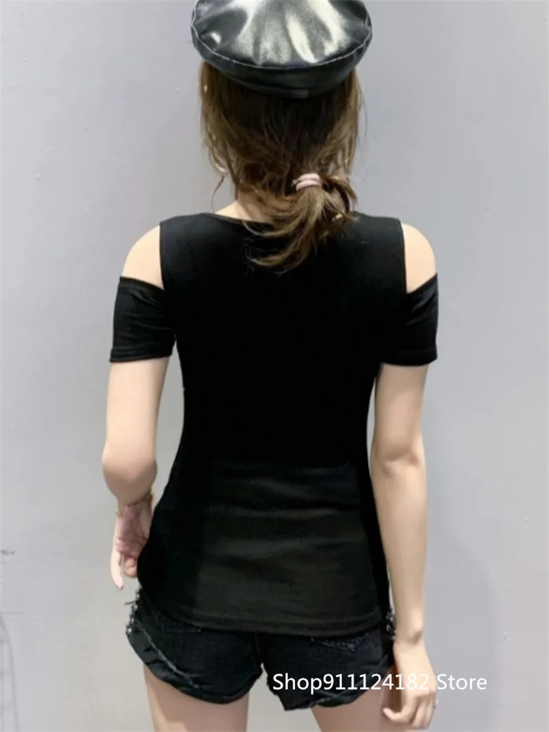 European Station Summer Dress 2021 New Heavy Craftsmanship Diamond Tassel Off-the-Shoulder Top Thinner Short-Sleeve Tshirt Women
European Station Summer Dress 2021 New Heavy Craftsmanship Diamond Tassel Off-the-Shoulder Top Thinner Short-Sleeve Tshirt Women