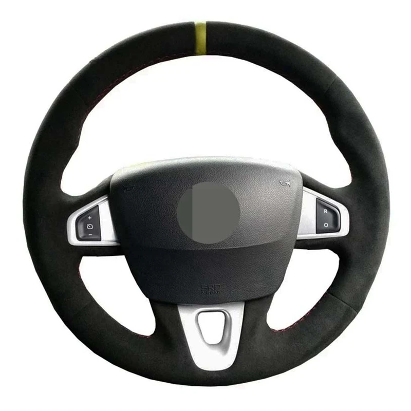 

Car Steering Wheel Cover DIY Soft Black Genuine Leather Suede For Renault Megane 3 (Coupe) RS 2010 2011 2012 2013 2014 2015 2016