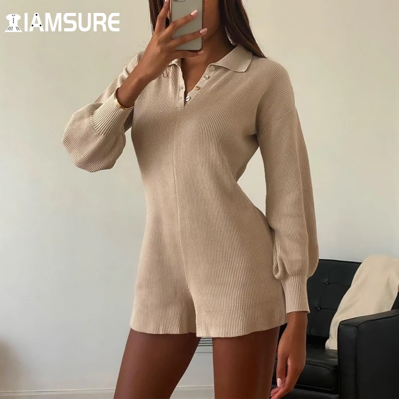 IAMSURE Elegant Fashion Solid Playsuits Office Ladies Casual Long Sleeve Turn-Down Collar Basic Knited Rompers Women 2021 Pants
IAMSURE Elegant Fashion Solid Playsuits Office Ladies Casual Long Sleeve Turn-Down Collar Basic Knited Rompers Women 2021 Pants