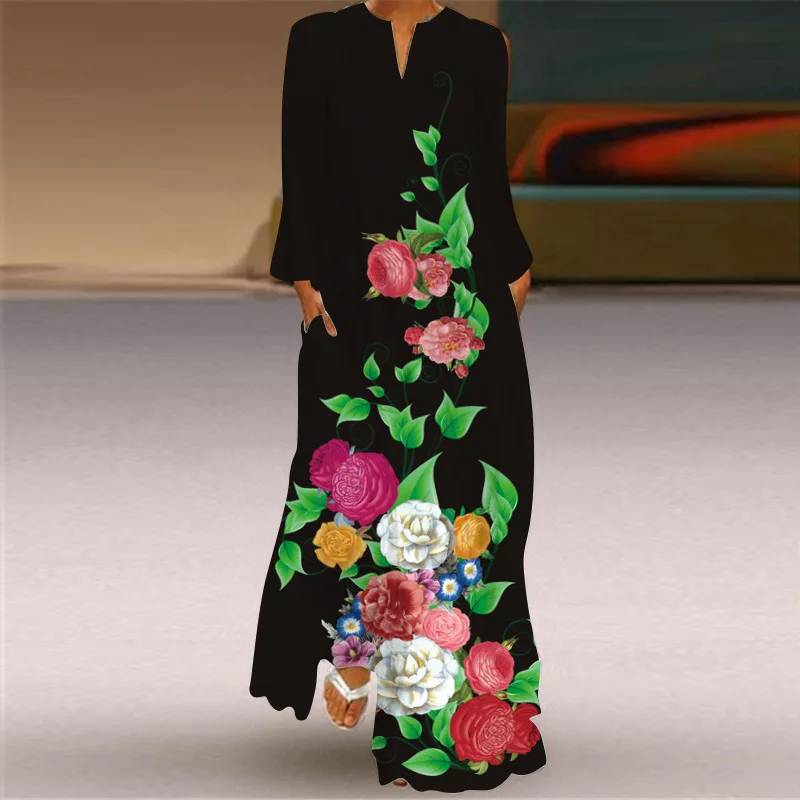 Women Maxi Dress Autumn Streetwear Print Long Dress Loose Ladies Clothing Vintage Spring Long Sleeve V-Neck Dresses Vestidos
Women Maxi Dress Autumn Streetwear Print Long Dress Loose Ladies Clothing Vintage Spring Long Sleeve V-Neck Dresses Vestidos