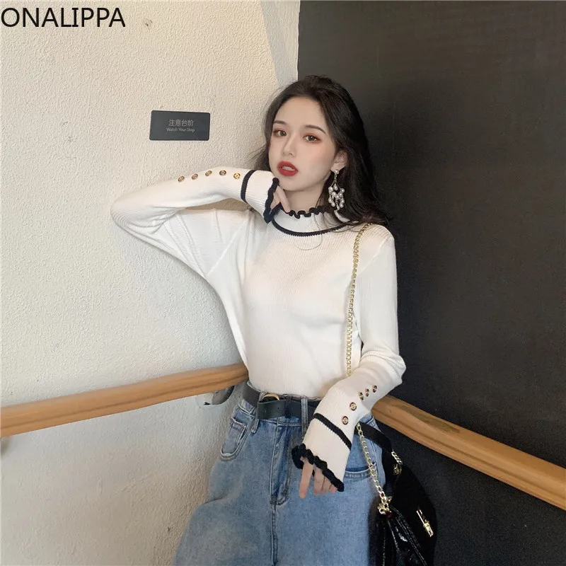 ONALIPPA Sweater Woman High Neck Black Long-sleeved Wood Ears Thin Female Autumn Winter 2021 New Slim Bottoming Top Tide
ONALIPPA Sweater Woman High Neck Black Long-sleeved Wood Ears Thin Female Autumn Winter 2021 New Slim Bottoming Top Tide
