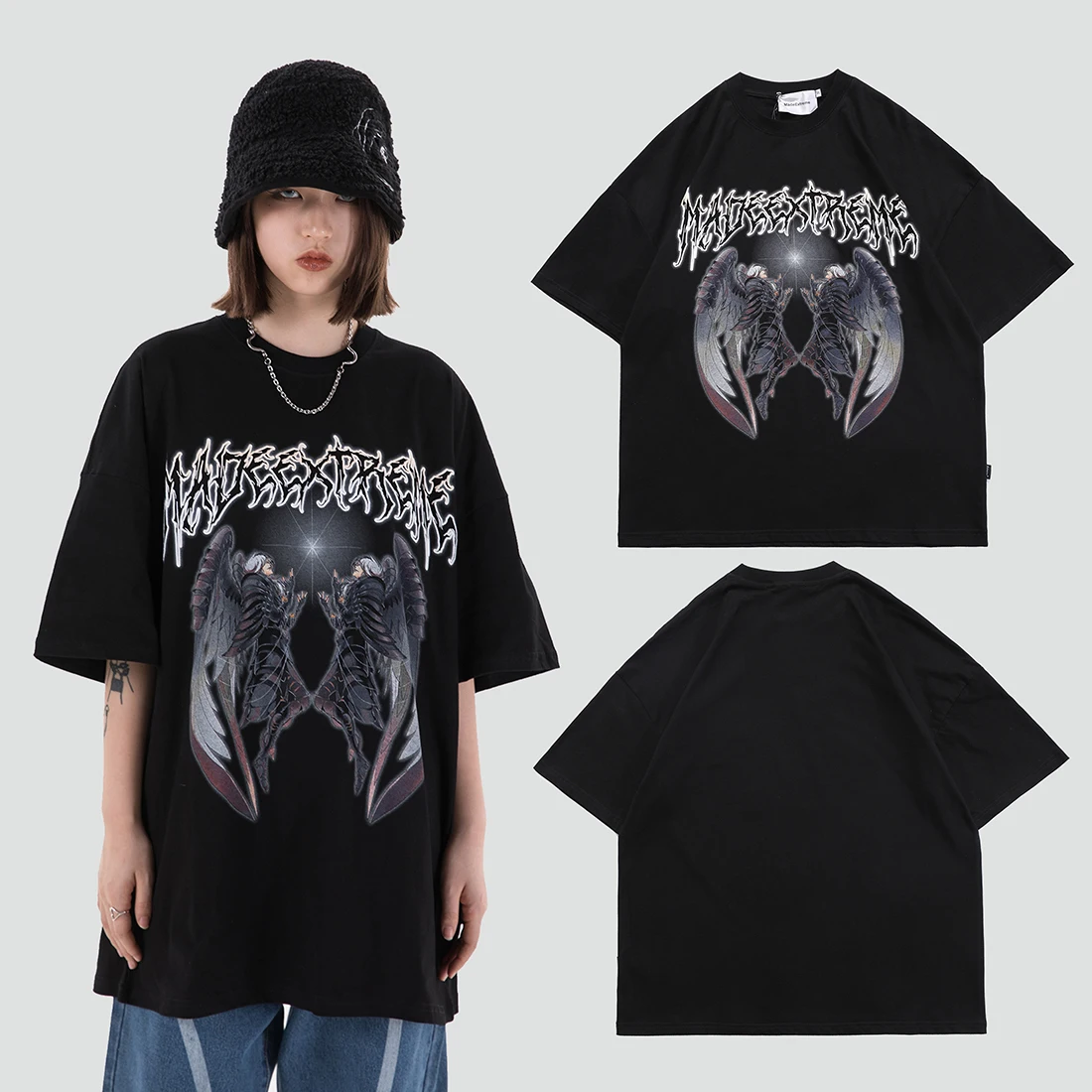 ATSUNNY Devil Wings Short Sleeve HipHop Streetwear Casual Man Summer Fashion Hong Kong Style T-Shirt Tops
ATSUNNY Devil Wings Short Sleeve HipHop Streetwear Casual Man Summer Fashion Hong Kong Style T-Shirt Tops