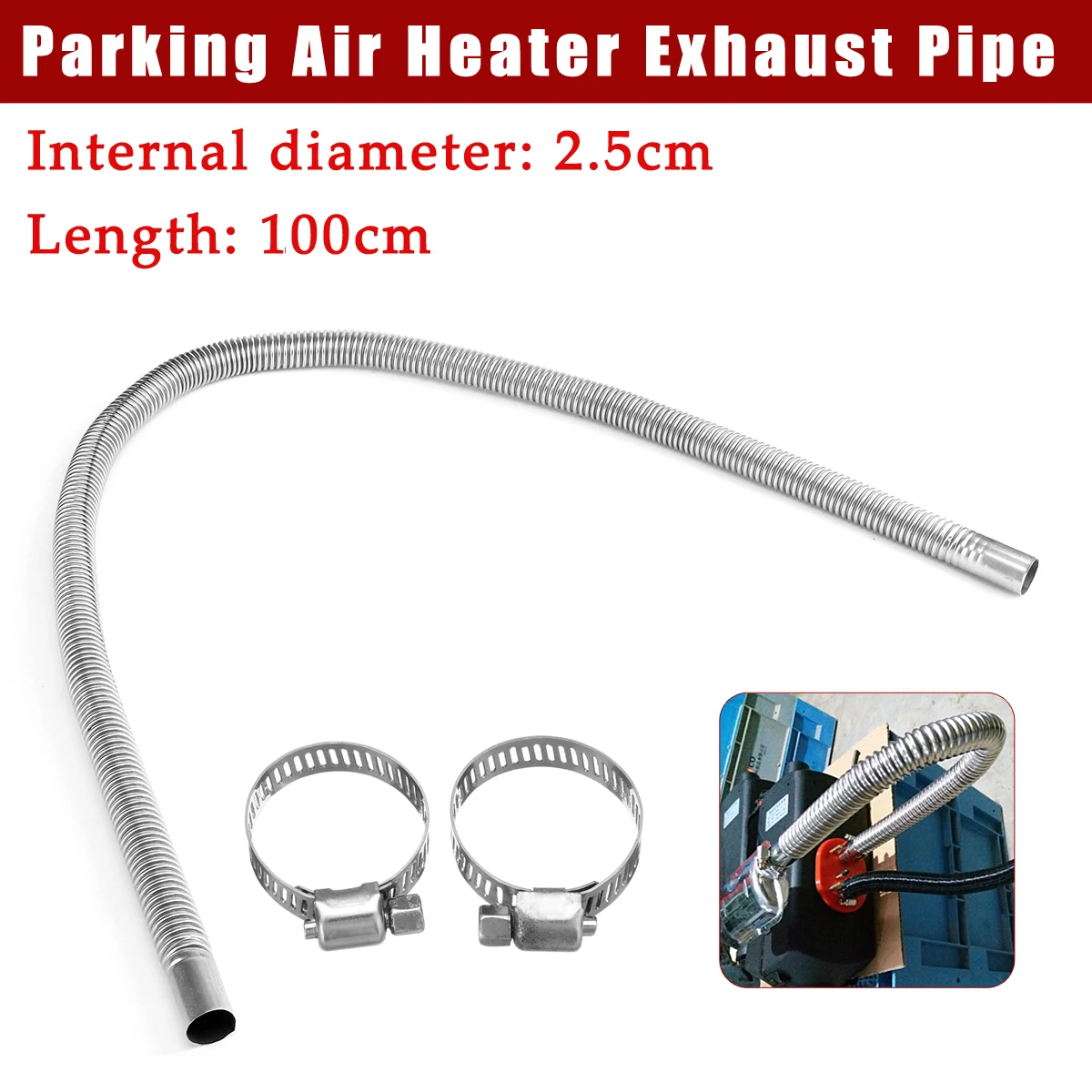 100CM Air Parking Heater Stainless Steel Exhaust Pipe Round Tube Gas Vent for Air Diesels Parking Tank Car Heaters Accessories
100CM Air Parking Heater Stainless Steel Exhaust Pipe Round Tube Gas Vent for Air Diesels Parking Tank Car Heaters Accessories