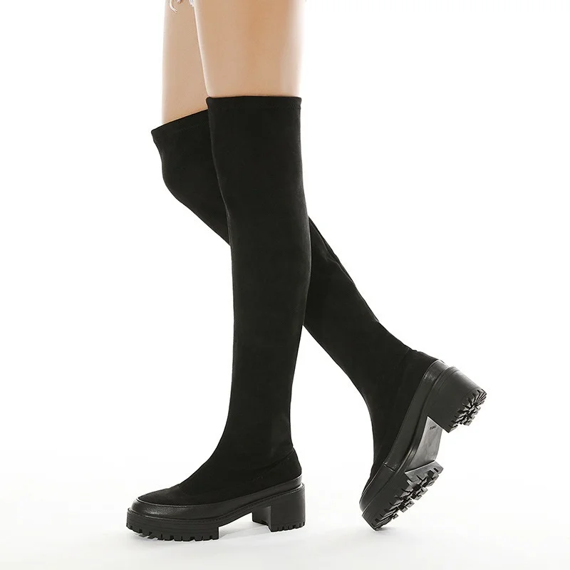 2021 New Women's Boots Solid Color Suede Over The Knee Boots Thick-soled Round Toe Square Root Boots Outdoor Non-slip Warm Shoes
2021 New Women's Boots Solid Color Suede Over The Knee Boots Thick-soled Round Toe Square Root Boots Outdoor Non-slip Warm Shoes