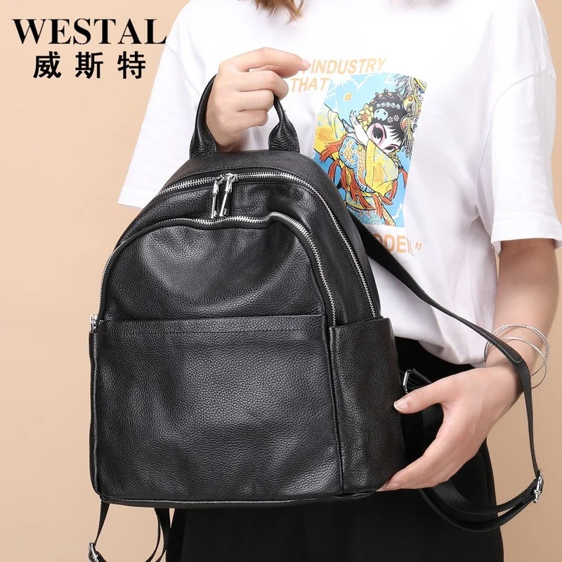WESTAL new women's leather backpack large-capacity outdoor travel backpack all-match soft leather backpack
WESTAL new women's leather backpack large-capacity outdoor travel backpack all-match soft leather backpack