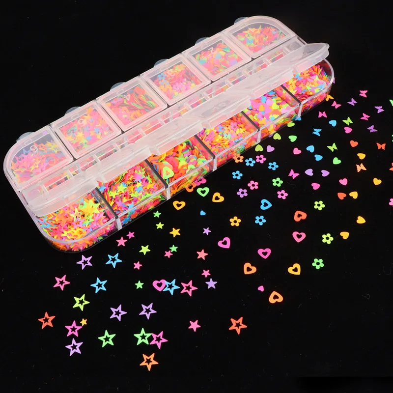 Fluorescent Butterfly Star Love Heart Color Nail Art Colorful Flakes Nail Decor Manicure Nail Sequins Epoxy Resin Filler Fashion
Fluorescent Butterfly Star Love Heart Color Nail Art Colorful Flakes Nail Decor Manicure Nail Sequins Epoxy Resin Filler Fashion