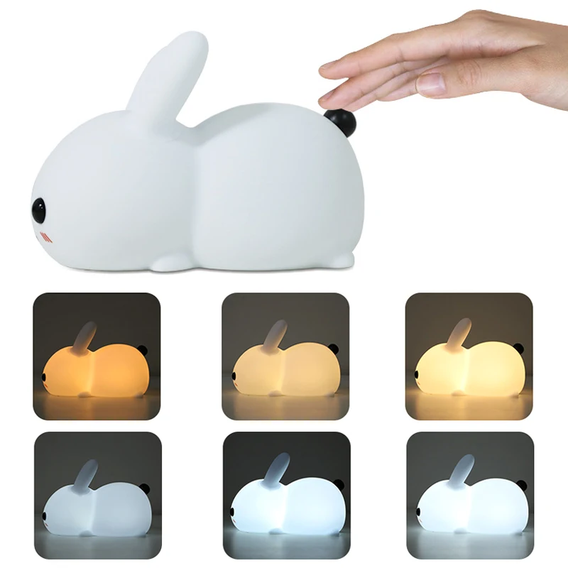 Cute Rabbit LED Night Light USB Rechargeable Animal Rabbit Silicone Light Soft Cartoon Baby Lamp For Children Gift Night Lamp 
Cute Rabbit LED Night Light USB Rechargeable Animal Rabbit Silicone Light Soft Cartoon Baby Lamp For Children Gift Night Lamp