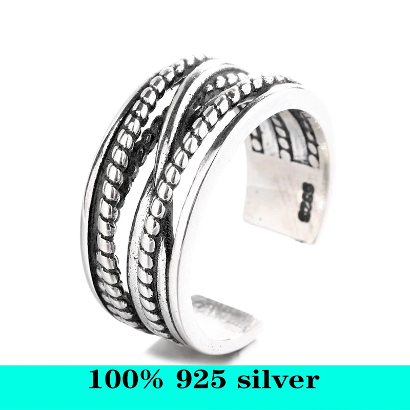 S925 sterling silver Korean wind chaos rope pattern twist retro old personality ring can be adjusted party ring fashion jewelry 
S925 sterling silver Korean wind chaos rope pattern twist retro old personality ring can be adjusted party ring fashion jewelry