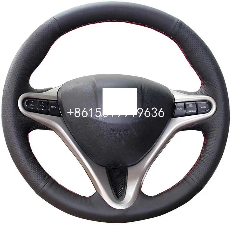 Черный кожаный чехол рулевого колеса автомобиля для Honda Civic 2007 11 "сделай сам"