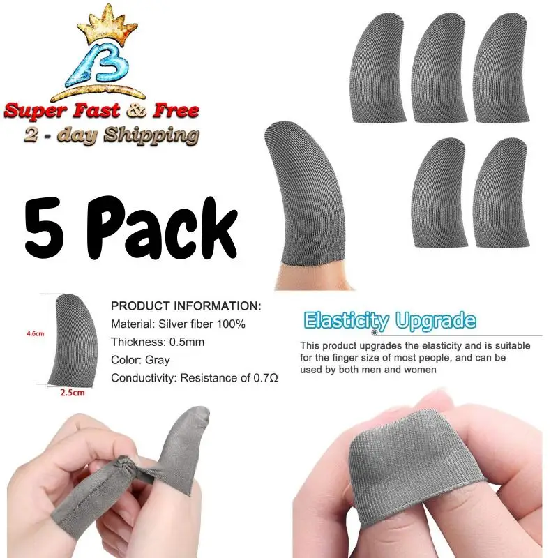 5 Pcs/Bag Mobile Game Finger Sleeves Screen Gaming Controller Touch Screen Sweatproof Gloves Accessories For PUBG COD Gaming
5 Pcs/Bag Mobile Game Finger Sleeves Screen Gaming Controller Touch Screen Sweatproof Gloves Accessories For PUBG COD Gaming