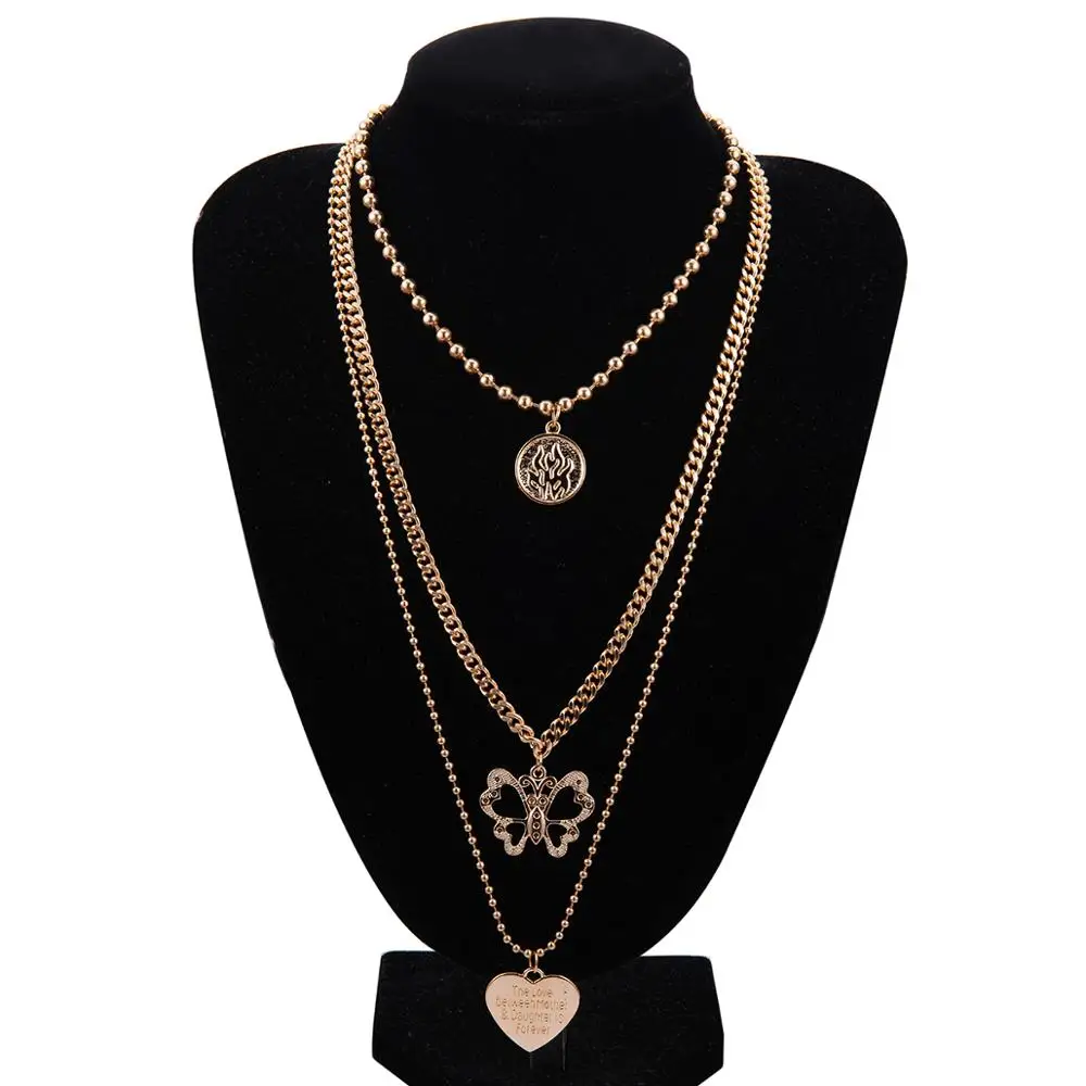Multi Layer Beads Chain Choker Necklace for Women Girls Butterfly Carved Heart Pendant Neck Collar Punk Hip Hop Jewelry Gift
Multi Layer Beads Chain Choker Necklace for Women Girls Butterfly Carved Heart Pendant Neck Collar Punk Hip Hop Jewelry Gift