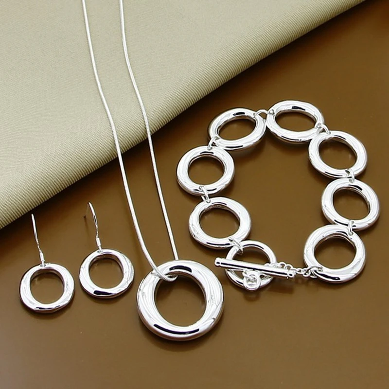 Classic Jewelry Sets 925 Sterling Silver Fashion O Round Shape Necklace Bracelet Earrings Sets Fine Jewelry
Classic Jewelry Sets 925 Sterling Silver Fashion O Round Shape Necklace Bracelet Earrings Sets Fine Jewelry