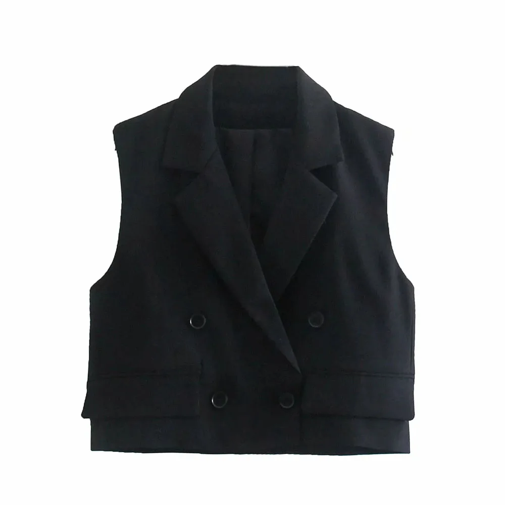 Tide Elegant Commute Women Nice Vogue Black Double Breasted Vest Short Coat Vintage Sleeveless Outerwear Female Chic Top
Tide Elegant Commute Women Nice Vogue Black Double Breasted Vest Short Coat Vintage Sleeveless Outerwear Female Chic Top