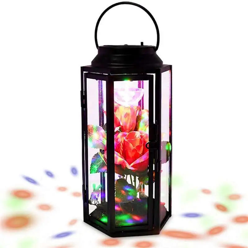 

Rechargable LED Rose Wind Lamp with Rose in Glass Dome and Metal Frame 31*11cm Ornament Gift for Valentine's Day Wedding