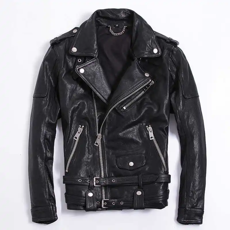 men's punk style slim fit genuine leather jacket with belts high fashion motorcycle jacket men sheepskin tight rock jacket male
men's punk style slim fit genuine leather jacket with belts high fashion motorcycle jacket men sheepskin tight rock jacket male