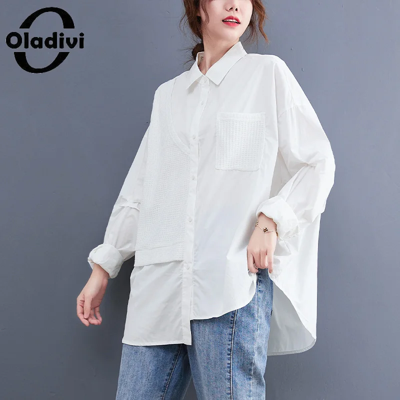 Рубашки Oladivi с длинным рукавом для женщин, модные дамские однотонные черные и белые блузки, повседневные свободные топы, блузы 7876
Рубашки Oladivi с длинным рукавом для женщин, модные дамские однотонные черные и белые блузки, повседневные свободные топы, блузы 7876