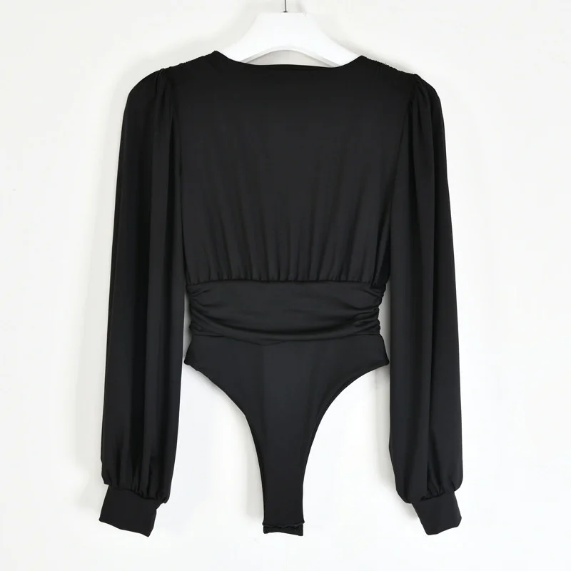 Black Deep V Neck Bodysuit Women Sexy Puff Sleeve Jumpsuit Solid Elastic Casual Party Winter Bodysuits Body Tops
Black Deep V Neck Bodysuit Women Sexy Puff Sleeve Jumpsuit Solid Elastic Casual Party Winter Bodysuits Body Tops