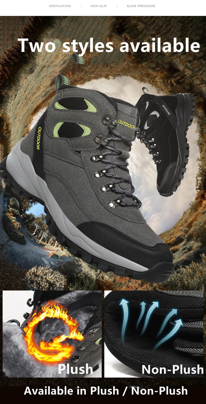 Winter Plush Men's Warmth Hiking Shoes Size 39-48 High Top Outdoor Mountain Climbing Shoes
Winter Plush Men's Warmth Hiking Shoes Size 39-48 High Top Outdoor Mountain Climbing Shoes