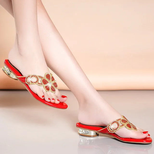XGRAVITY 2021 Летняя обувь элегантные стразы женские модные тапочки Цветочный Дизайн