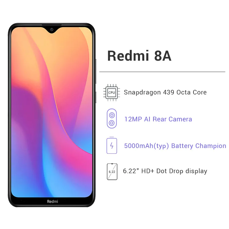 Оригинальный Смартфон Xiaomi Redmi 8A 4 ГБ 64 мобильный телефон Восьмиядерный Snapdargon 439 6 22