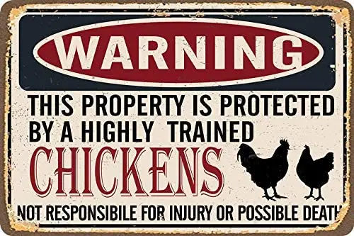 Metal Sign - Warning Property Protected by Chickens - Durable Metal Sign for Wall Decor 12x16 Inch
Metal Sign - Warning Property Protected by Chickens - Durable Metal Sign for Wall Decor 12x16 Inch