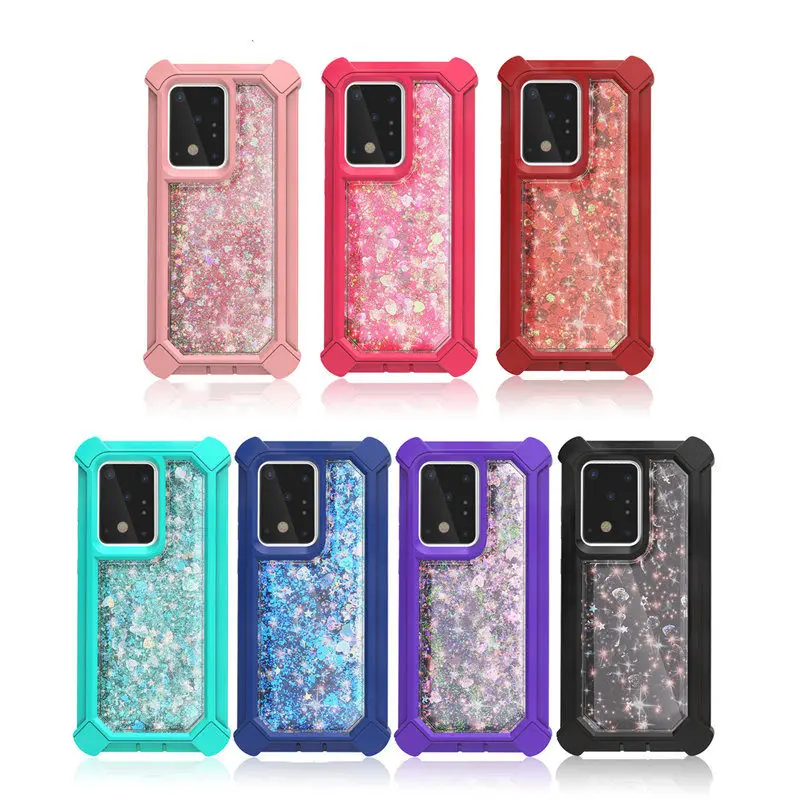 

Luxury Quicksand Tough Armour Case for Samsung Galaxy S10 S20 S21 Ultra Note20 Hard PC Shockproof Protect Back Cover