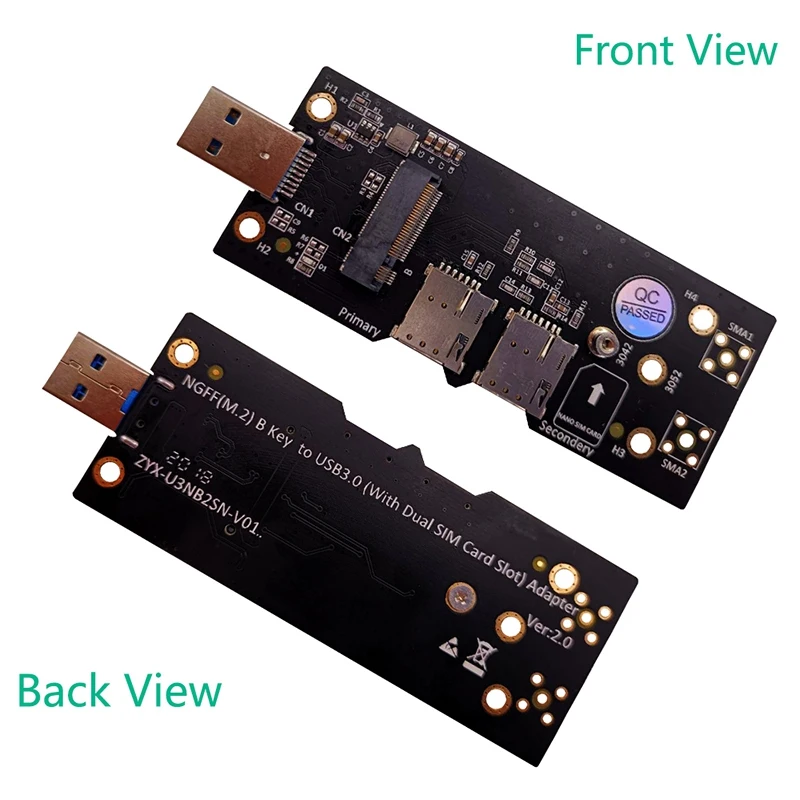 NGFF M.2 Key B to USB 3.0 Adapter Riser Card with Dual NANO SIM Card Slot for Connector for WWAN/LTE Module
NGFF M.2 Key B to USB 3.0 Adapter Riser Card with Dual NANO SIM Card Slot for Connector for WWAN/LTE Module