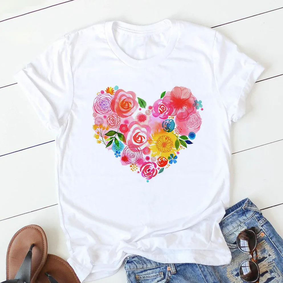 Pink heart flower female T-shirt summer cartoon printing t-shirt Harajuku graphics T-shirt retro T-shirt short-sleeved female
Pink heart flower female T-shirt summer cartoon printing t-shirt Harajuku graphics T-shirt retro T-shirt short-sleeved female
