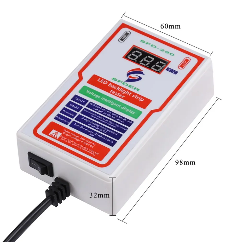 0-300V Output LED Tester LED TV Backlight Tester Multi-Function LED Strip Bead Test Tool Detector Repair Tools 
0-300V Output LED Tester LED TV Backlight Tester Multi-Function LED Strip Bead Test Tool Detector Repair Tools